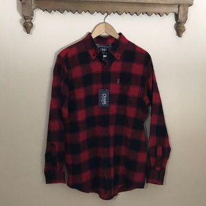 NEW Chaps Red Flannel‎ Shirt. Medium